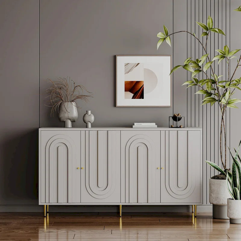 Modern Lacquered 4 Door Wooden Cabinet