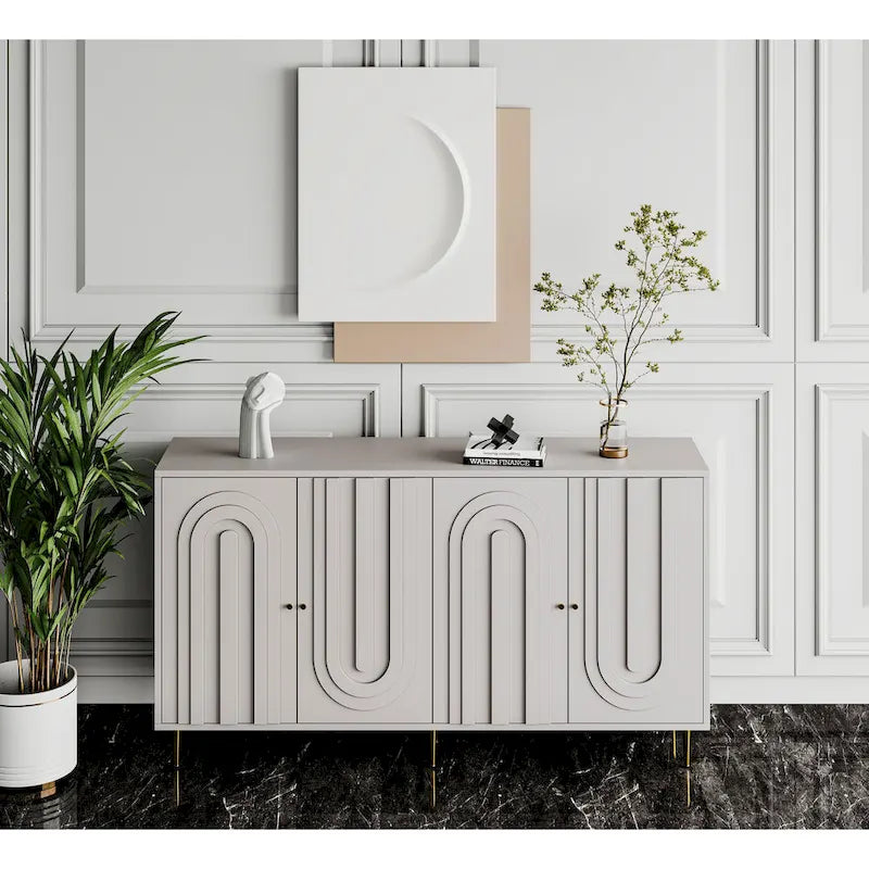 Modern Lacquered 4 Door Wooden Cabinet