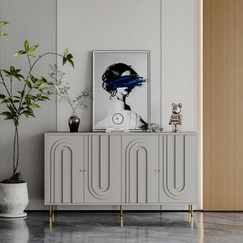 Modern Lacquered 4 Door Wooden Cabinet