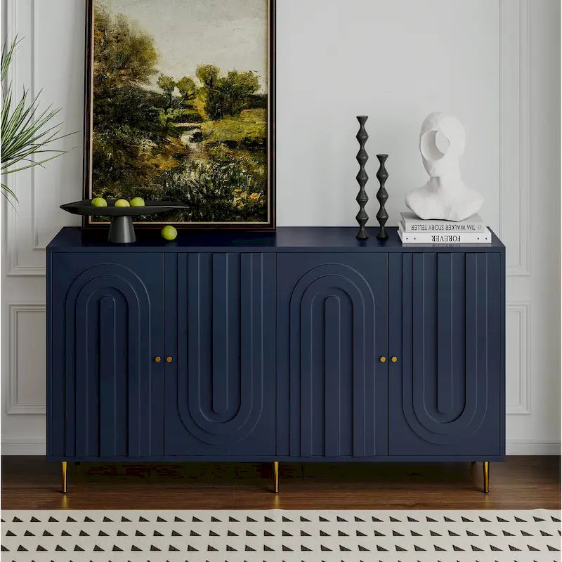 Modern Lacquered 4 Door Wooden Cabinet