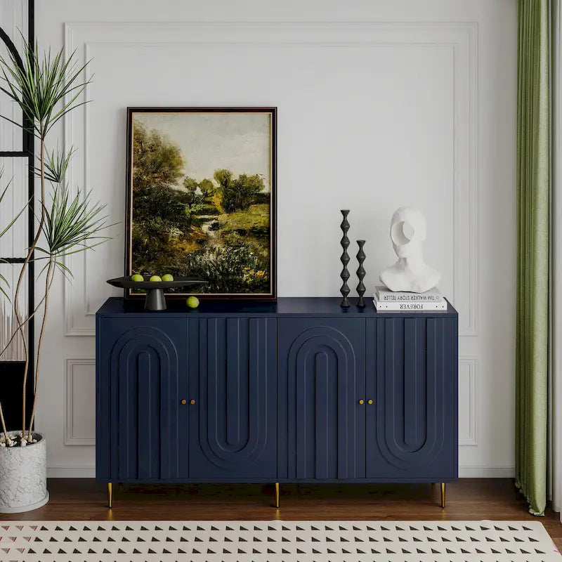 Modern Lacquered 4 Door Wooden Cabinet