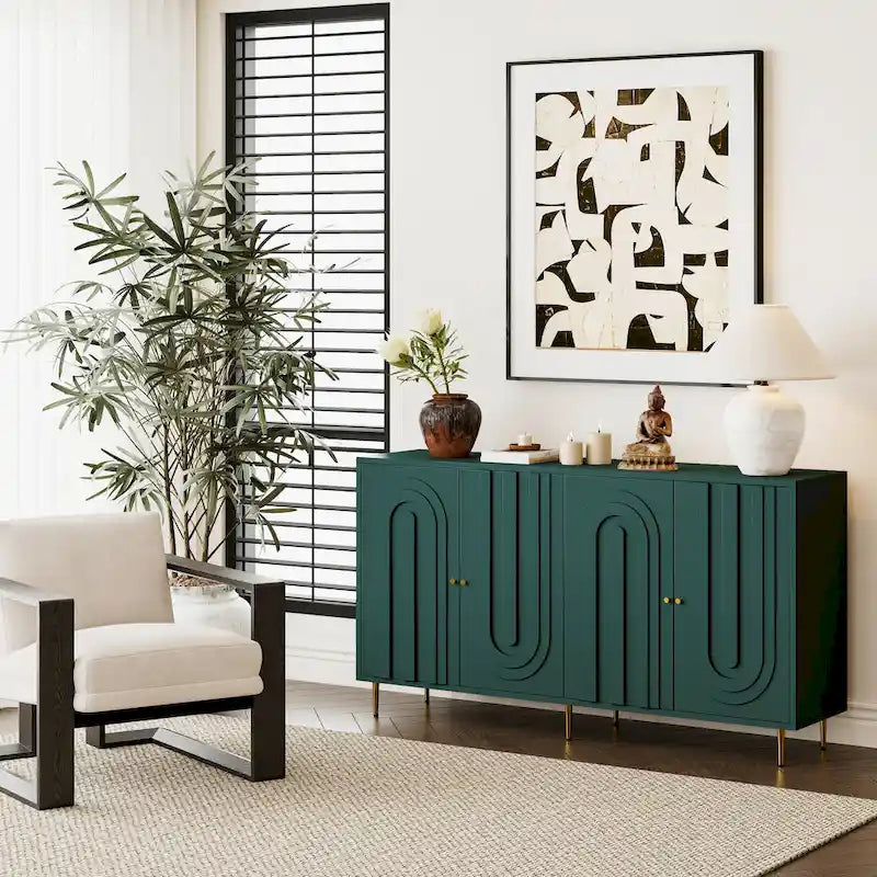 Modern Lacquered 4 Door Wooden Cabinet