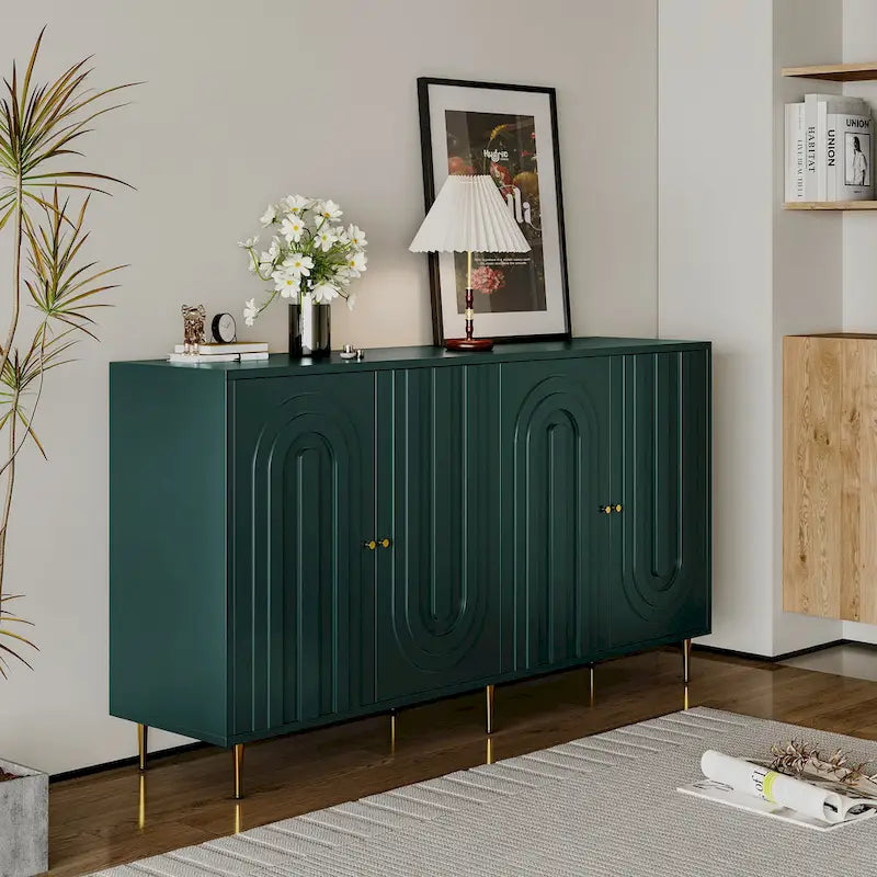Modern Lacquered 4 Door Wooden Cabinet