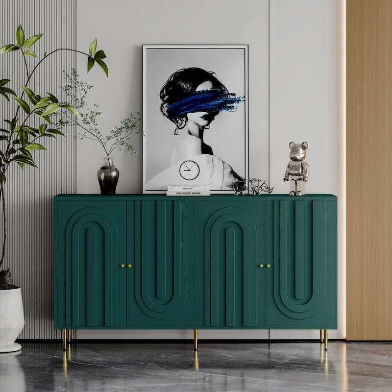 Modern Lacquered 4 Door Wooden Cabinet