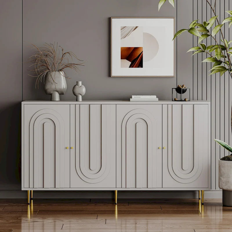 Modern Lacquered 4 Door Wooden Cabinet