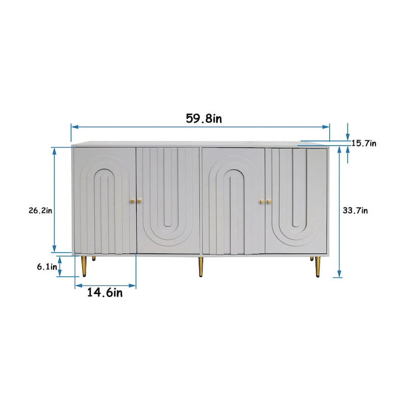 Modern Lacquered 4 Door Wooden Cabinet