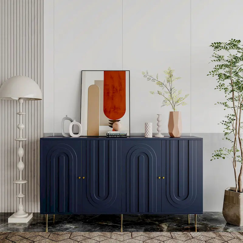 Modern Lacquered 4 Door Wooden Cabinet