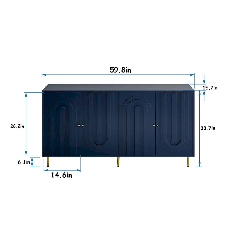 Modern Lacquered 4 Door Wooden Cabinet