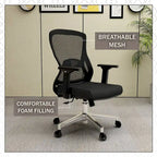 Cotton Office Chair with Mesh Mid-Back Adorit Series by
