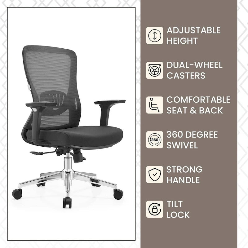 Cotton Office Chair with Mesh Mid-Back Adorit Series by
