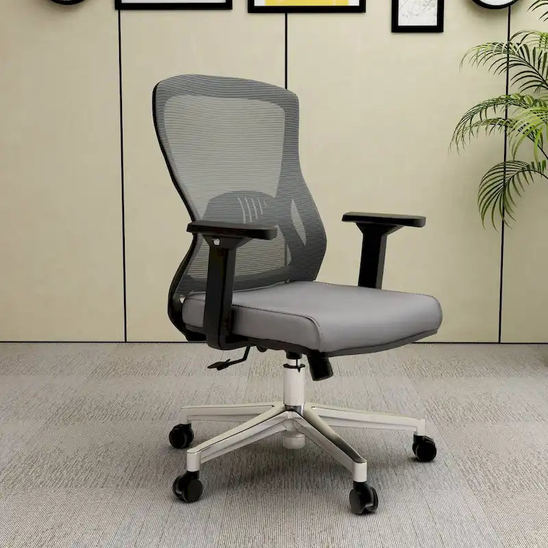 Cotton Office Chair with Mesh Mid-Back Adorit Series by