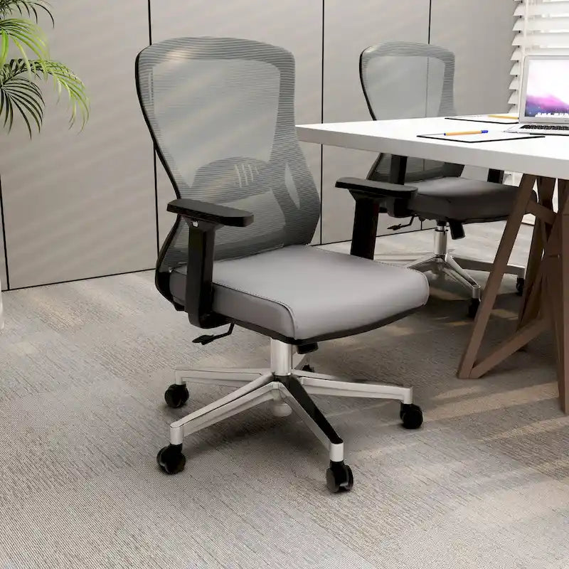 Cotton Office Chair with Mesh Mid-Back Adorit Series by LeisureMod