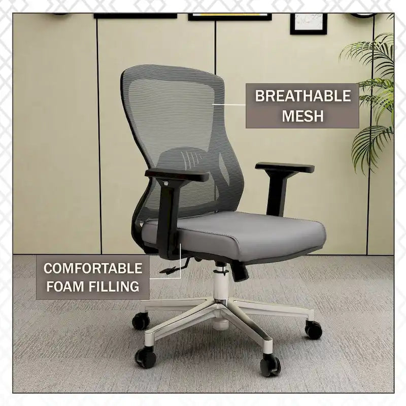 Cotton Office Chair with Mesh Mid-Back Adorit Series by