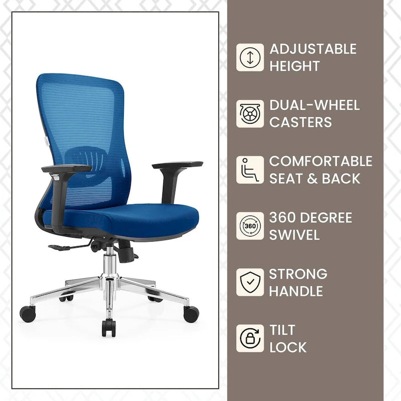 Cotton Office Chair with Mesh Mid-Back Adorit Series by