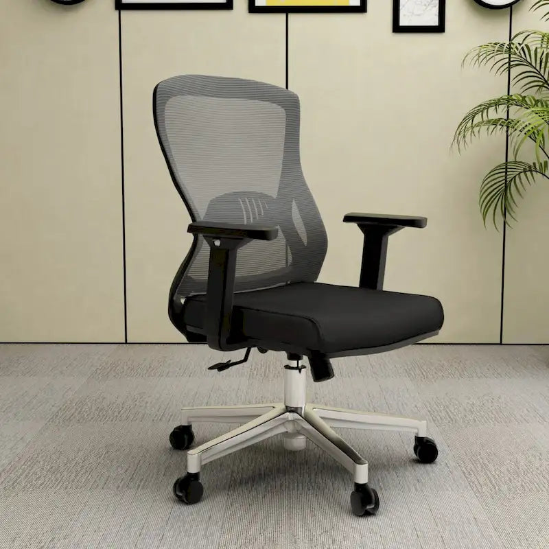 Cotton Office Chair with Mesh Mid-Back Adorit Series by