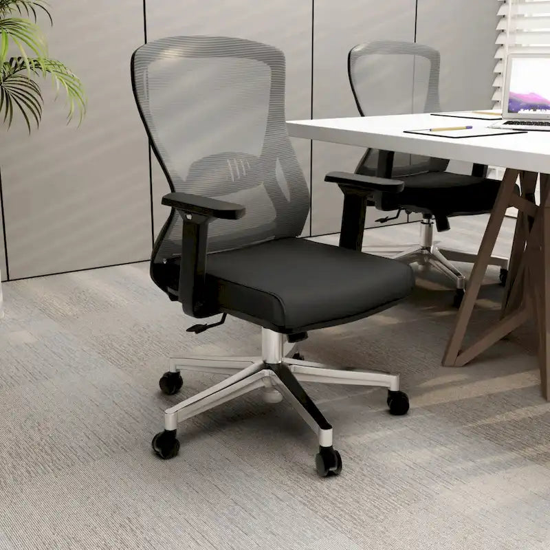 Cotton Office Chair with Mesh Mid-Back Adorit Series by LeisureMod