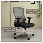 Cotton Office Chair with Mesh Mid-Back Adorit Series by
