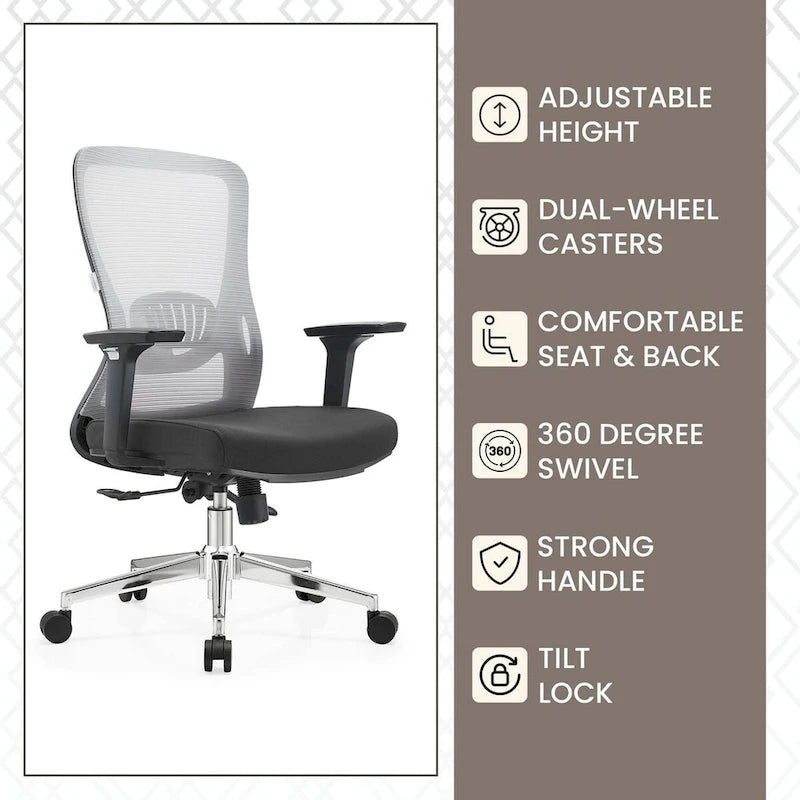 Cotton Office Chair with Mesh Mid-Back Adorit Series by LeisureMod