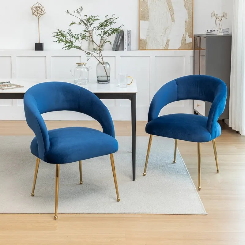 SEYNAR Mid Century Modern Velvet Upolstered Open-Back Dining Chair Set of 2