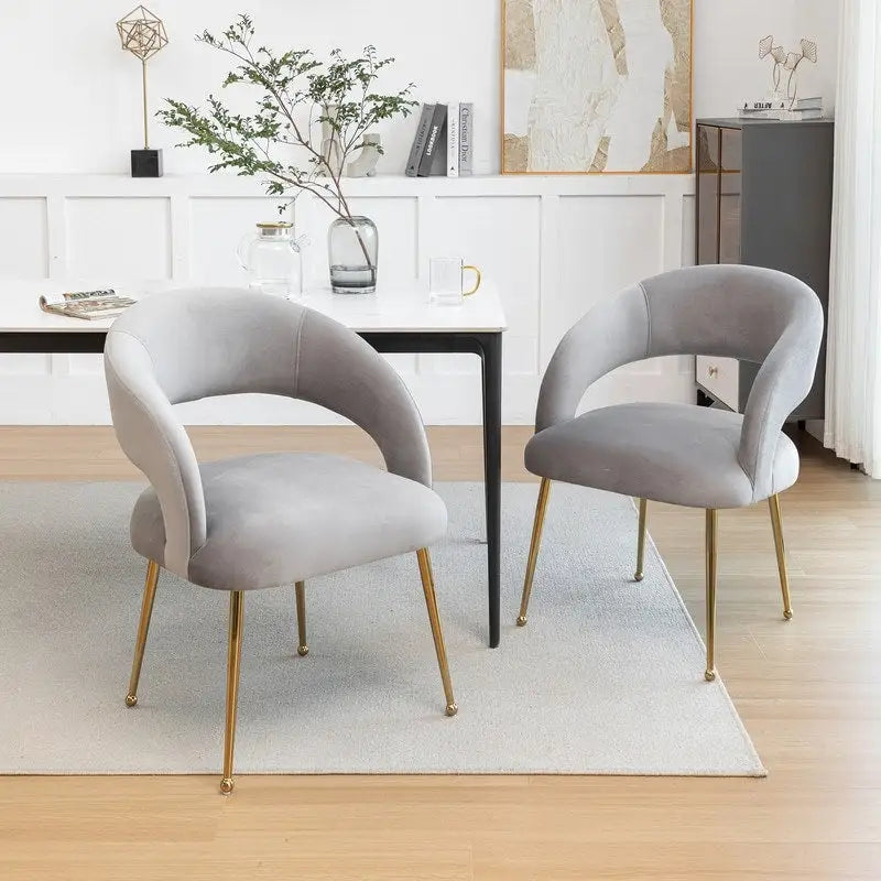 SEYNAR Mid Century Modern Velvet Upolstered Open-Back Dining Chair Set of 2