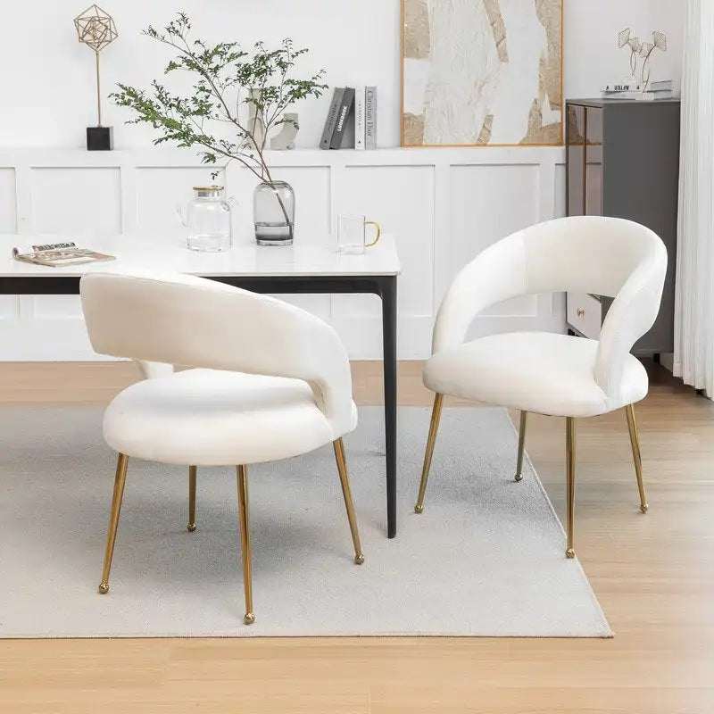 SEYNAR Mid Century Modern Velvet Upolstered Open-Back Dining Chair Set of 2