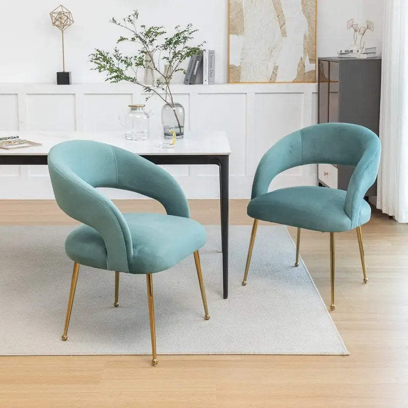 SEYNAR Mid Century Modern Velvet Upolstered Open-Back Dining Chair Set of 2