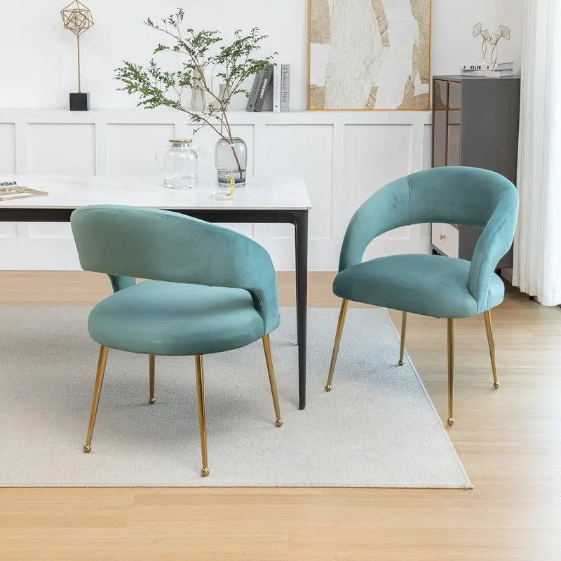 SEYNAR Mid Century Modern Velvet Upolstered Open-Back Dining Chair Set of 2
