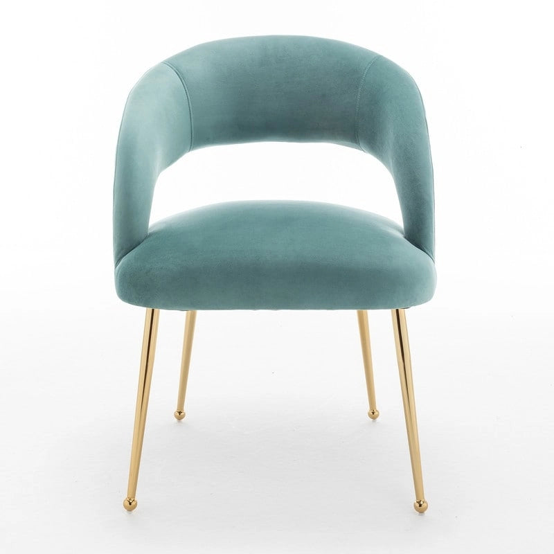 SEYNAR Mid Century Modern Velvet Upolstered Open-Back Dining Chair Set of 2
