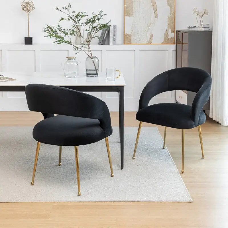 SEYNAR Mid Century Modern Velvet Upolstered Open-Back Dining Chair Set of 2