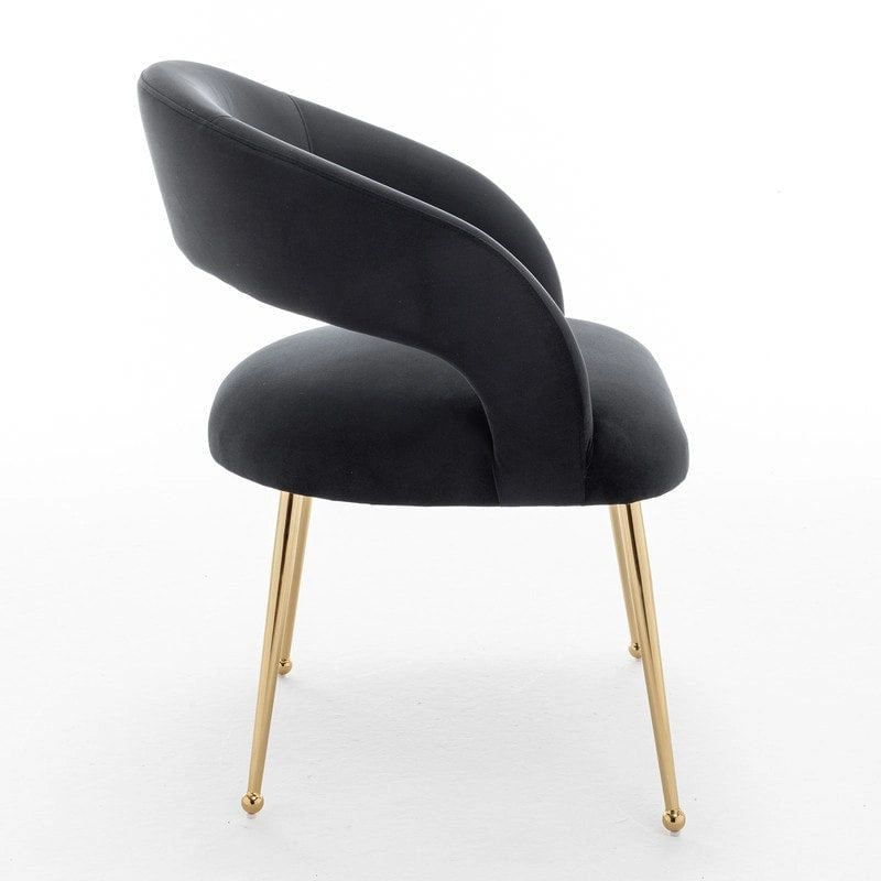 SEYNAR Mid Century Modern Velvet Upolstered Open-Back Dining Chair Set of 2