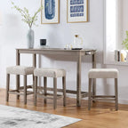 4 PCS Bar Table Dining Sets with Counter Stools and Built-in Power Outlets