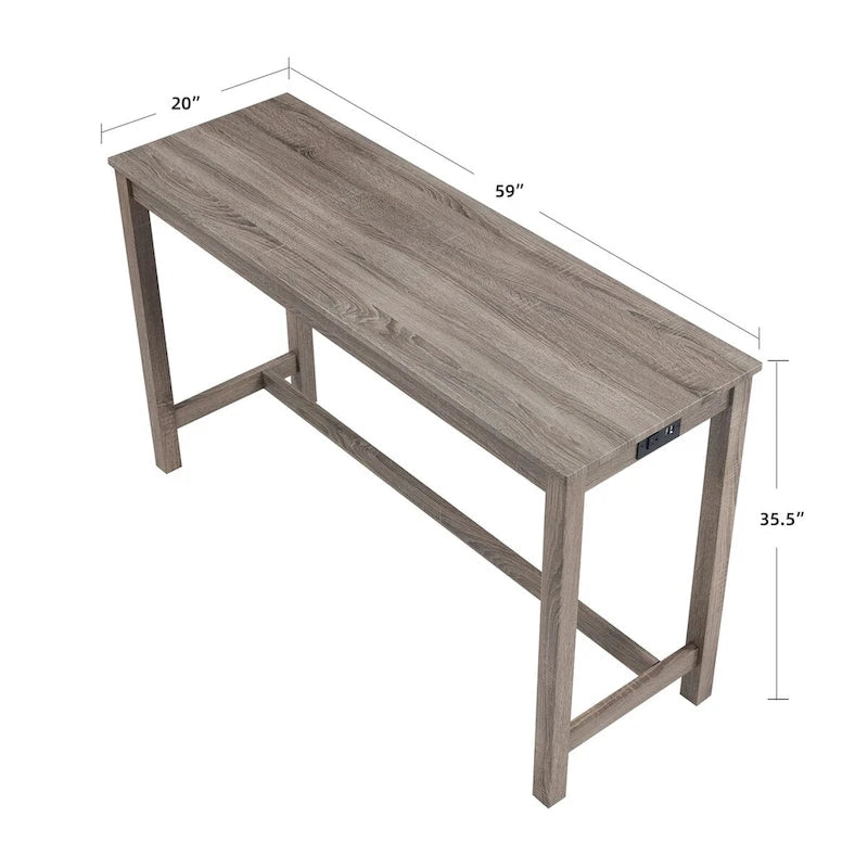 4 PCS Bar Table Dining Sets with Counter Stools and Built-in Power Outlets