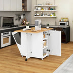 Foldable Kitchen Island With Trash Can Storage Cabinet