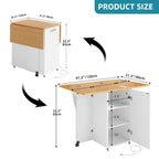 Foldable Kitchen Island With Trash Can Storage Cabinet