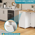 Foldable Kitchen Island With Trash Can Storage Cabinet