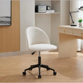 Boucle office chair Desk Chair,Mid-Back Adjustable Swivel Computer Chair with Black Legs,Upholstered Desk Chair with Wheels