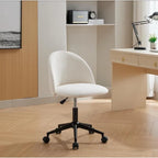Boucle office chair Desk Chair,Mid-Back Adjustable Swivel Computer Chair with Black Legs,Upholstered Desk Chair with Wheels