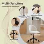 Boucle office chair Desk Chair,Mid-Back Adjustable Swivel Computer Chair with Black Legs,Upholstered Desk Chair with Wheels
