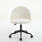 Boucle office chair Desk Chair,Mid-Back Adjustable Swivel Computer Chair with Black Legs,Upholstered Desk Chair with Wheels