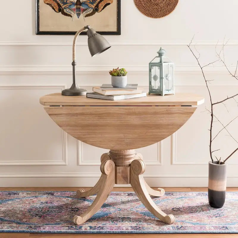Jeane Antique White Drop Leaf Dining Table - 43 W x 43 D x 31 H - 43Wx43Dx31H