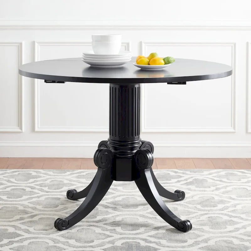 Jeane Antique White Drop Leaf Dining Table - 43 W x 43 D x 31 H - 43Wx43Dx31H
