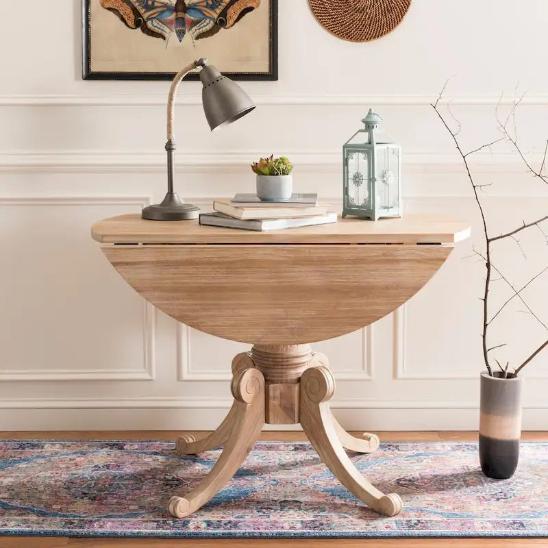 Jeane Antique White Drop Leaf Dining Table - 43 W x 43 D x 31 H - 43Wx43Dx31H