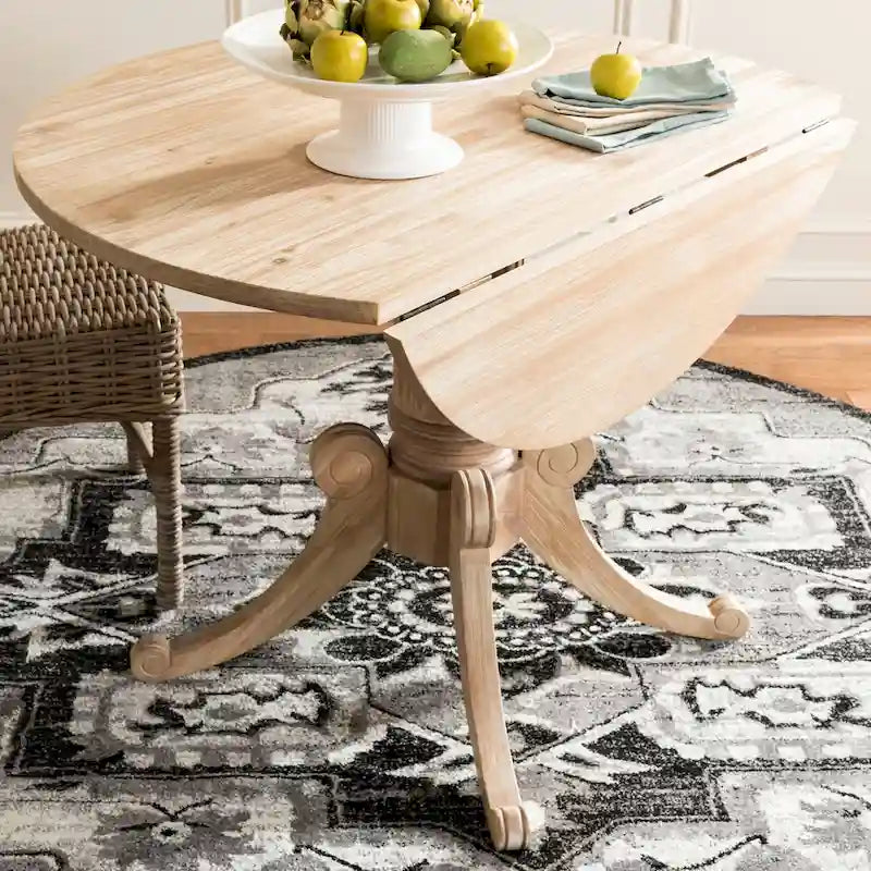 Jeane Antique White Drop Leaf Dining Table - 43 W x 43 D x 31 H - 43Wx43Dx31H